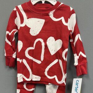 Carter's Red & White heart pajama set 12 months W-14
